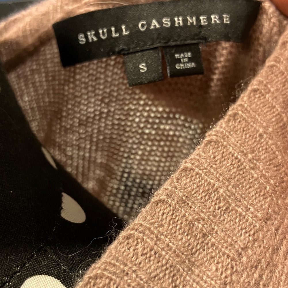 Skull Cashmere V-Neck Sweater - Brown with Black Skulls - Picture 2 of 6